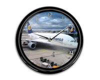 Thumbnail for Lufthansa's A380 At The Gate Printed Wall Clocks Aviation Shop 