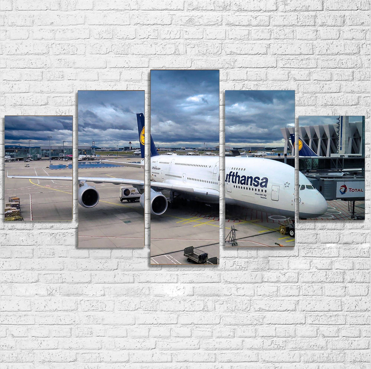 Lufthansa's A380 At the Gate Printed Multiple Canvas Poster Aviation Shop 