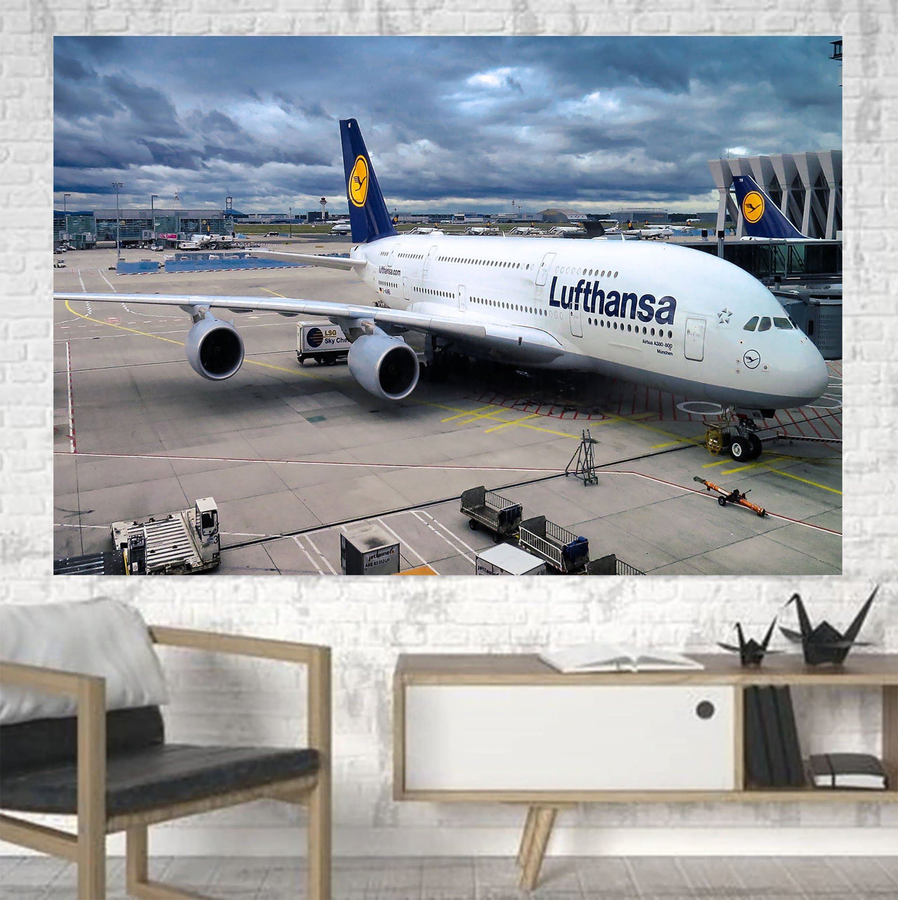 Lufthansa's A380 At the Gate Printed Canvas Posters (1 Piece) Aviation Shop 