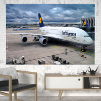 Thumbnail for Lufthansa's A380 At the Gate Printed Canvas Posters (1 Piece) Aviation Shop 