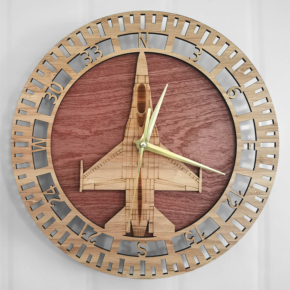 F-16 Fighting Falcon Designed Wooden Wall Clocks