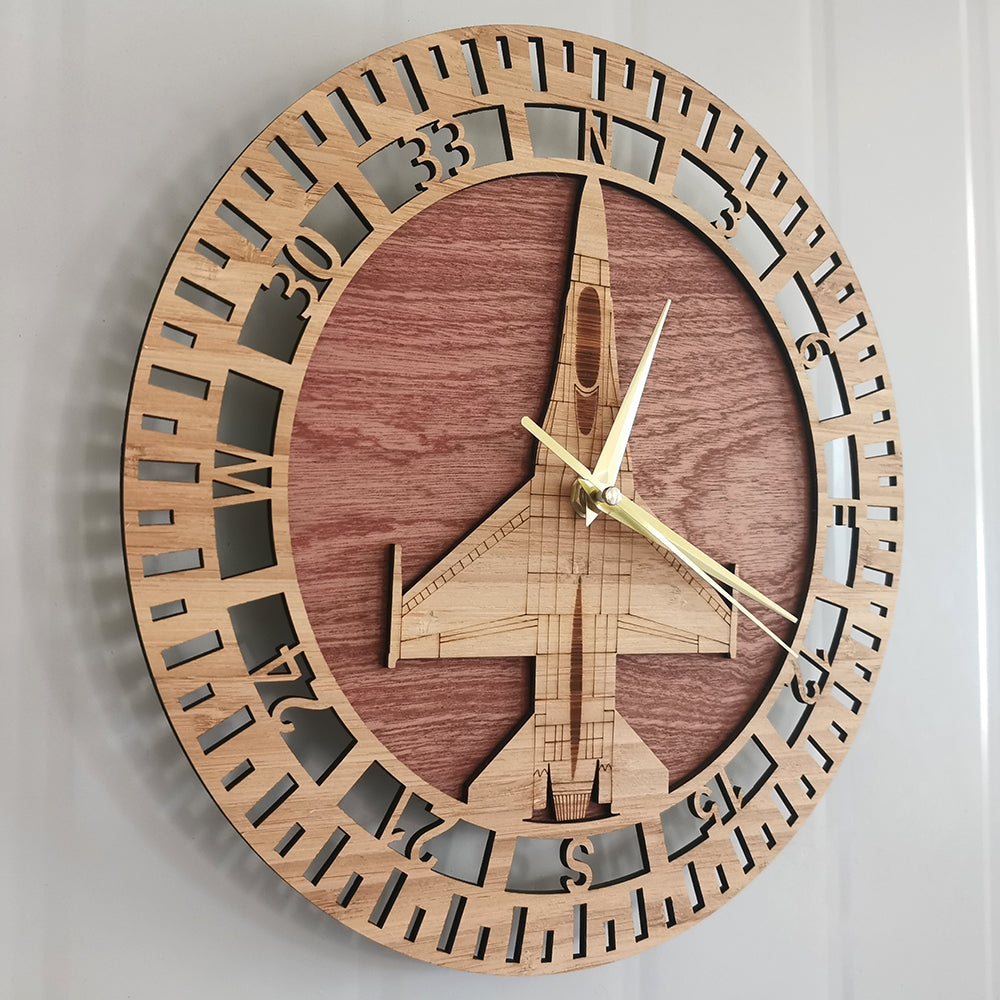F-16 Fighting Falcon Designed Wooden Wall Clocks