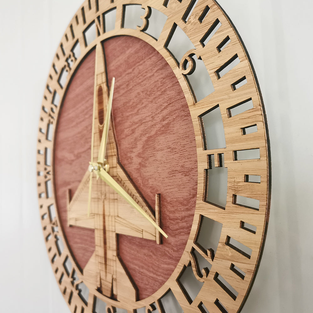 F-16 Fighting Falcon Designed Wooden Wall Clocks