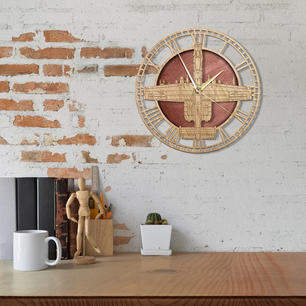 A-10 Warthog Designed Wooden Wall Clocks