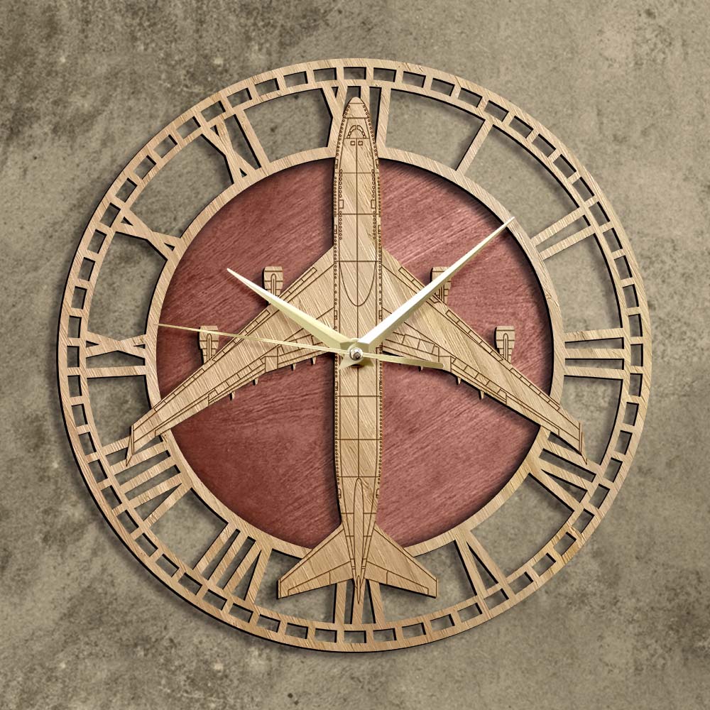 Boeing 747 Designed Wooden Wall Clocks