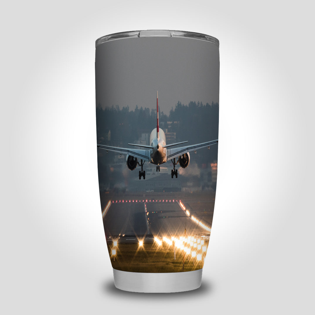 Magnificent Airplane Landing Printed Designed Tumbler Travel Mugs
