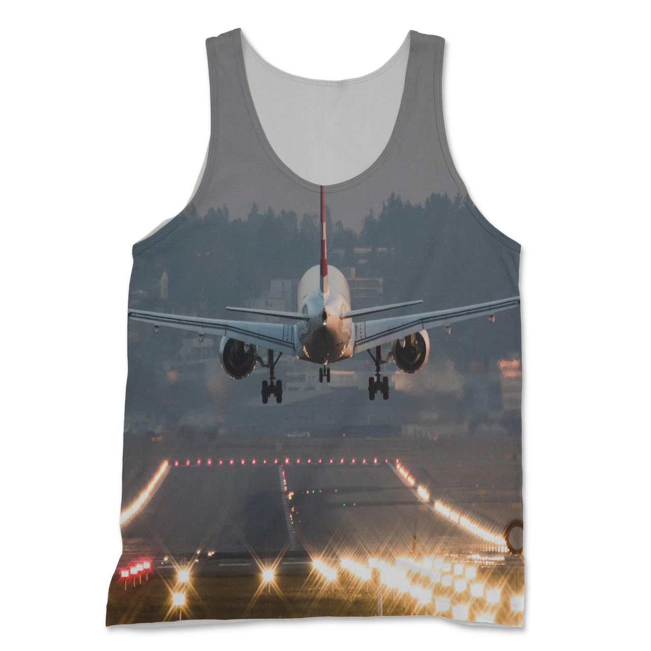 Magnificent Airplane Landing Designed 3D Tank Tops
