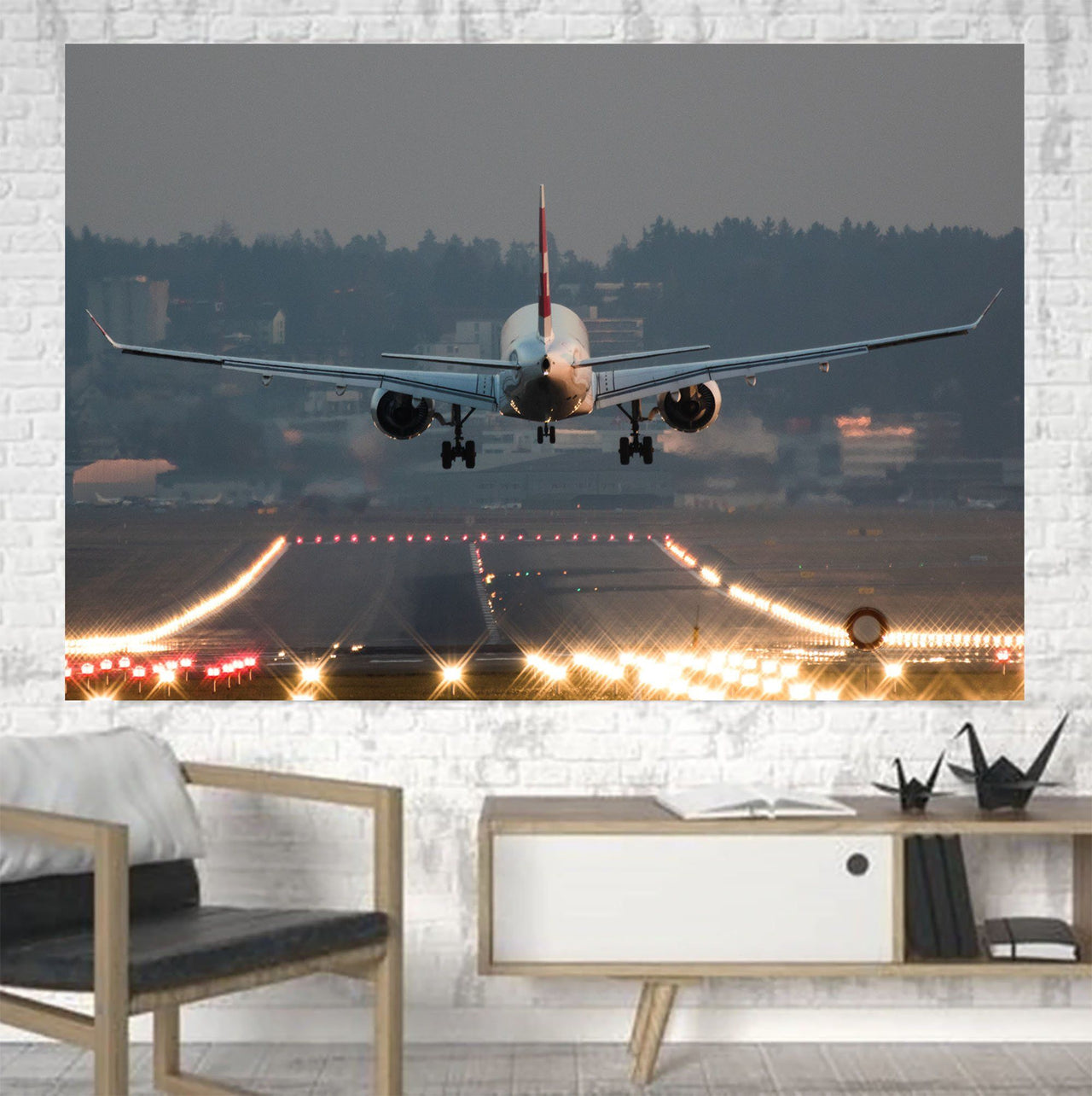 Magnificent Airplane Landing Printed Canvas Posters (1 Piece) Aviation Shop 