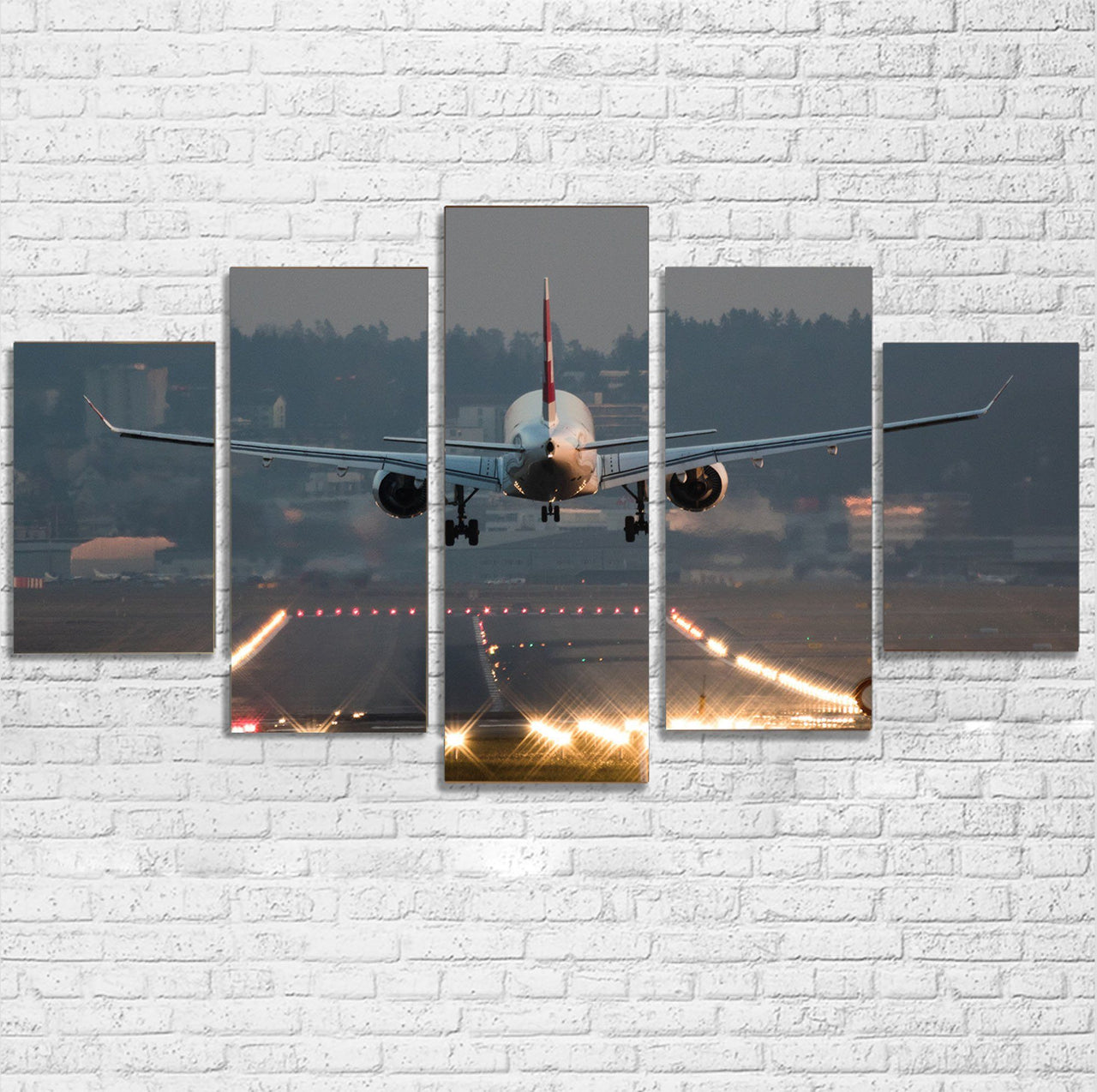 Magnificent Airplane Landing Printed Multiple Canvas Poster Aviation Shop 