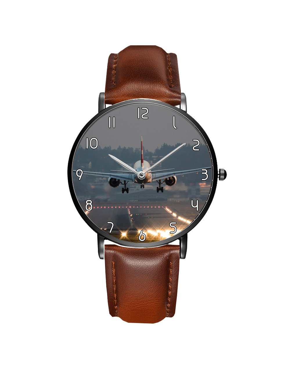 Magnificant Landing Printed aviation slim watch, stainless steel body with engraved detail.