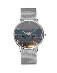 Thumbnail for Magnificant Landing Printed Stainless Steel Strap Watches Aviation Shop Silver & Silver Stainless Steel Strap 