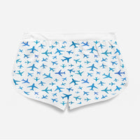 Thumbnail for Many Airplanes White Designed Women Beach Style Shorts