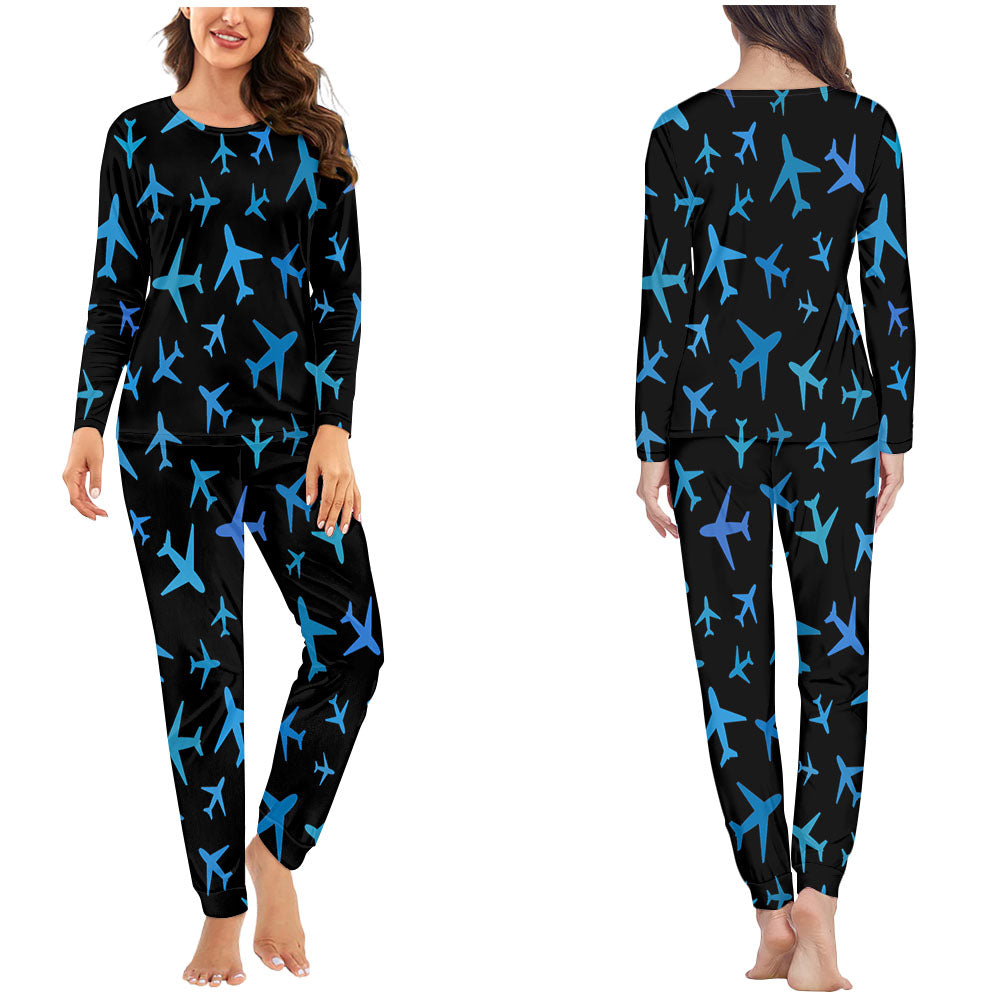 Many Airplanes Black Designed Pijamas