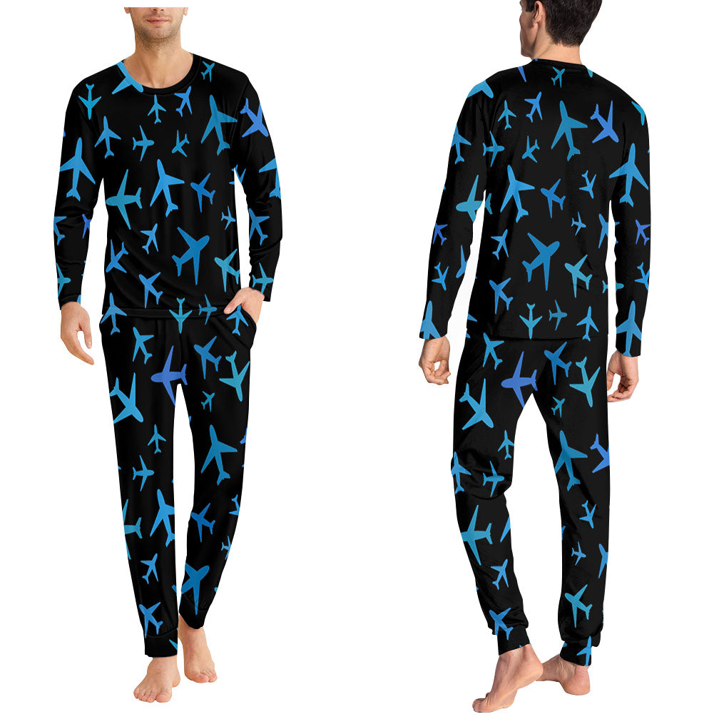 Many Airplanes Black Designed Pijamas