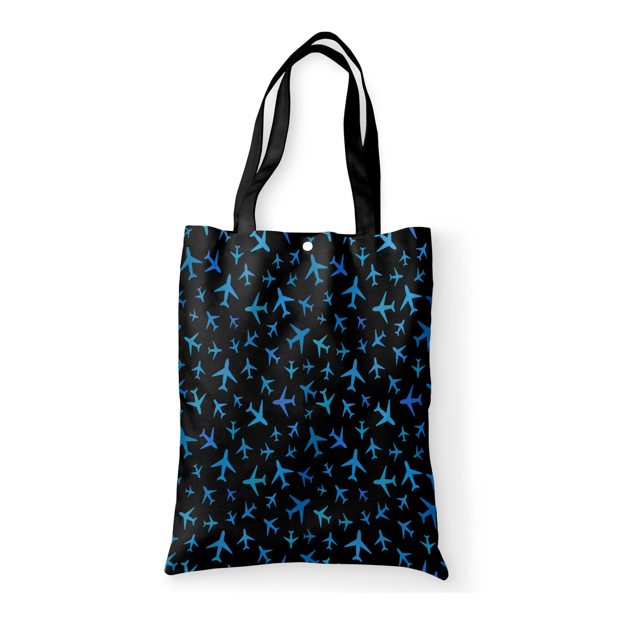 Many Airplanes Black Designed Tote Bags
