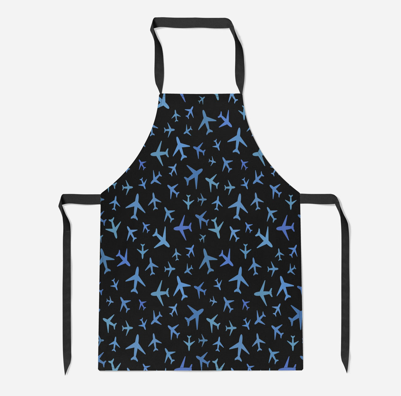 Many Airplanes Black Designed Kitchen Aprons
