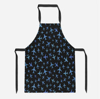 Thumbnail for Many Airplanes Black Designed Kitchen Aprons