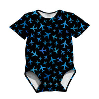 Thumbnail for Many Airplanes Black Designed 3D Baby Bodysuits