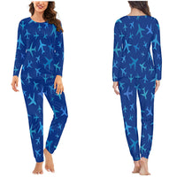 Thumbnail for Many Airplanes Blue Designed Women Pijamas