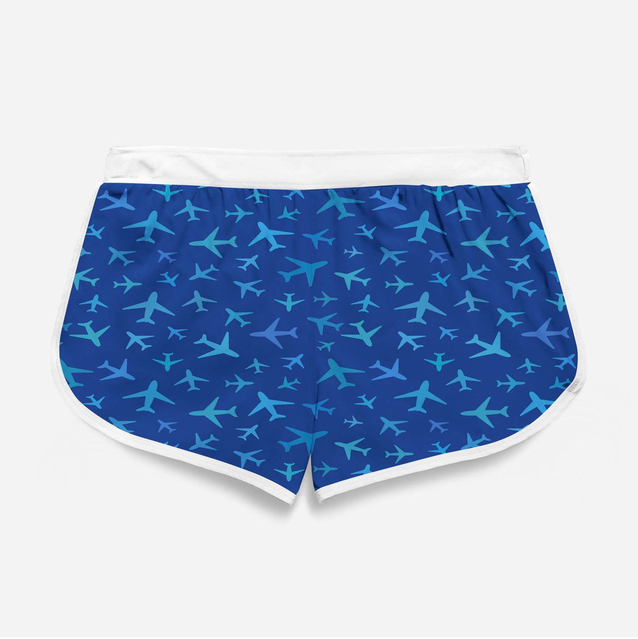 Many Airplanes Blue Designed Women Beach Style Shorts