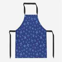 Thumbnail for Many Airplanes Blue Designed Kitchen Aprons