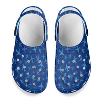 Thumbnail for Many Airplanes Blue Designed Hole Shoes & Slippers (WOMEN)