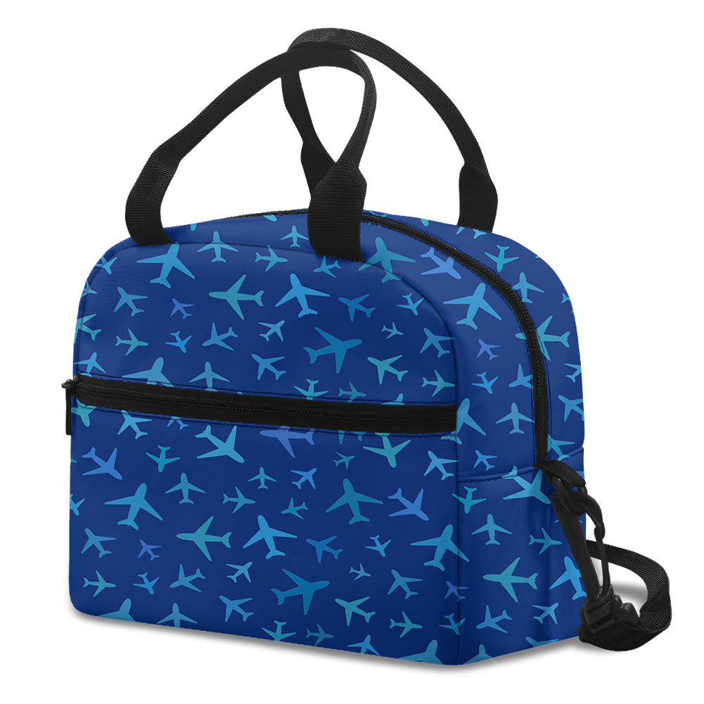 Many Airplanes Blue Designed Lunch Bags