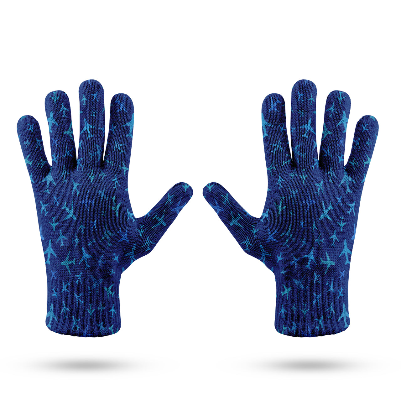 Many Airplanes Blue Designed Gloves