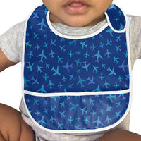 Thumbnail for Many Airplanes Blue Designed Baby Bib