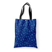 Thumbnail for Many Airplanes Blue Designed Tote Bags