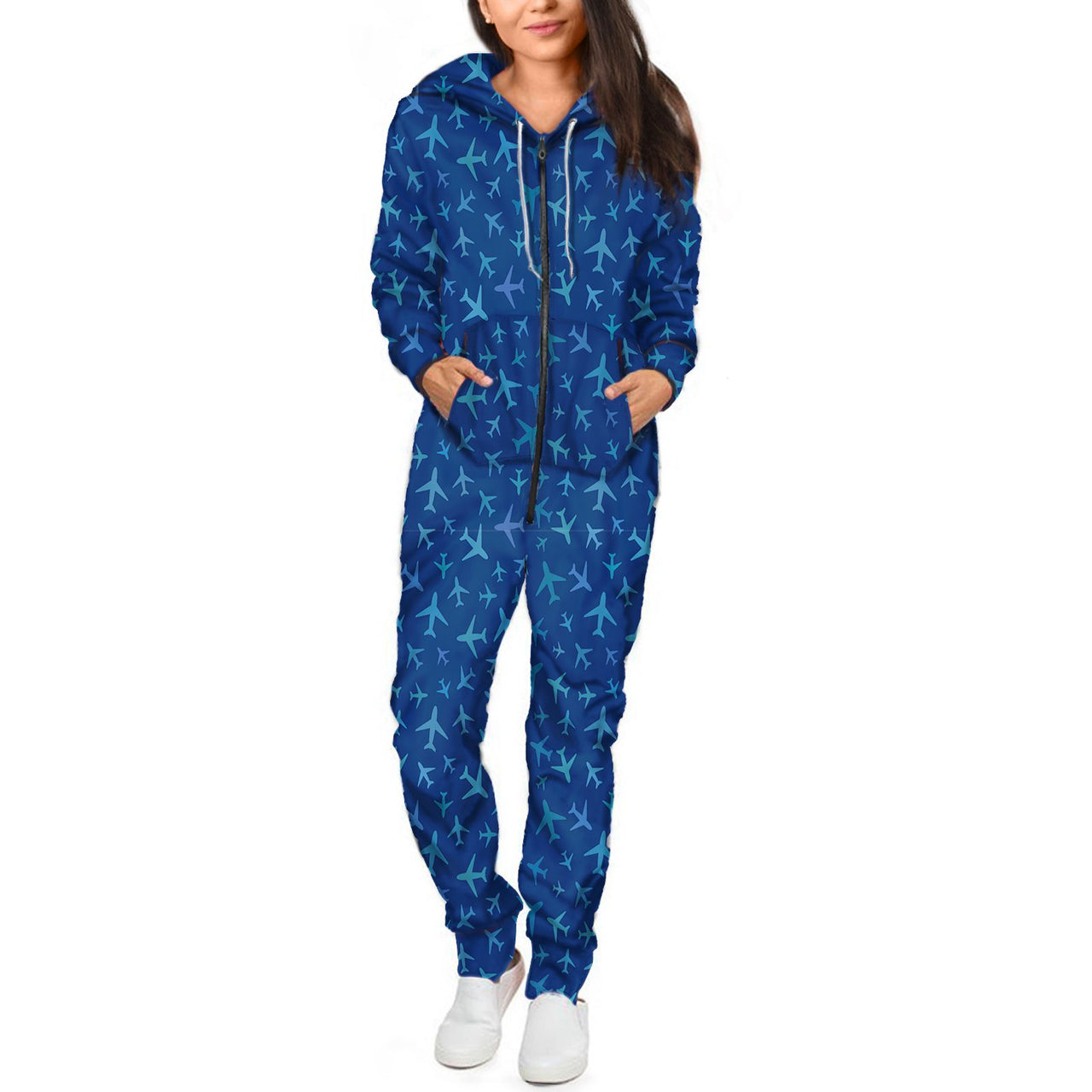 Many Airplanes Blue Designed Jumpsuit for Men & Women