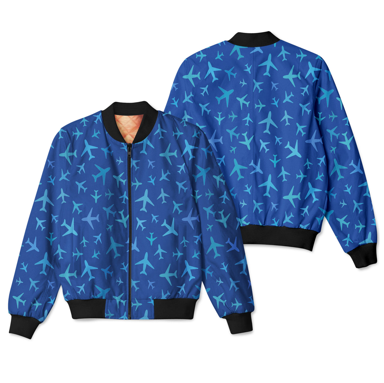 Many Airplanes Blue Designed 3D Pilot Bomber Jackets