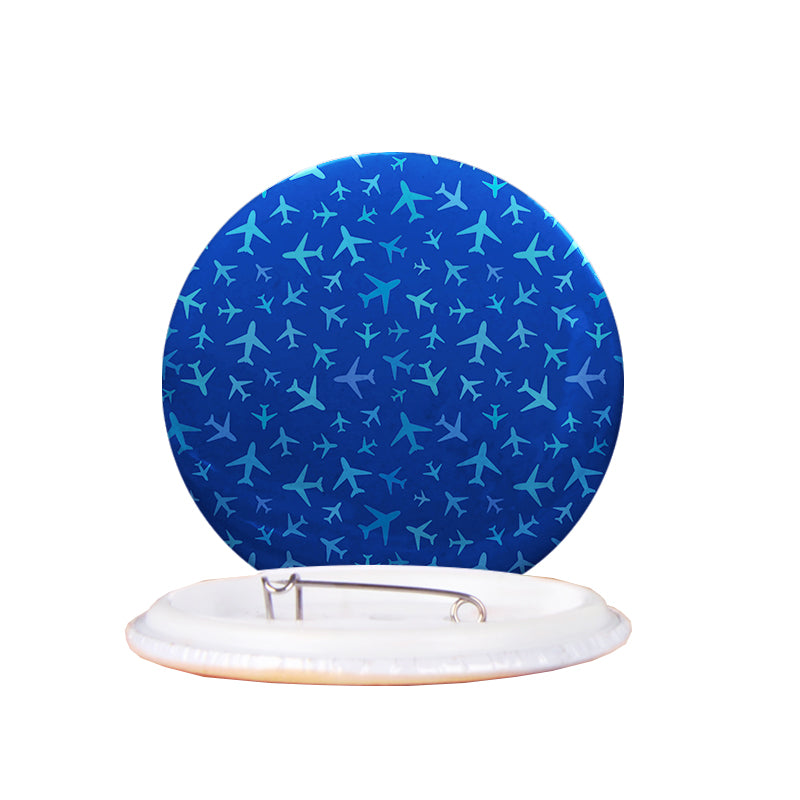 Many Airplanes Blue Designed Pins