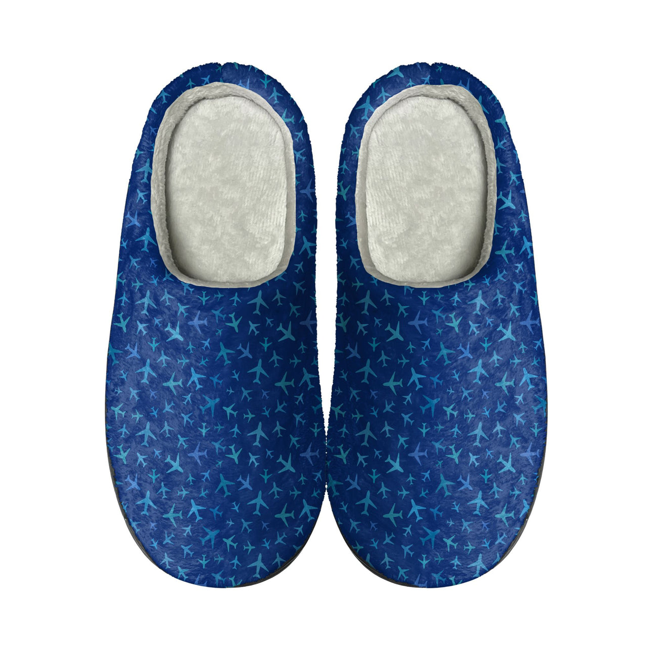 Many Airplanes Blue Designed Cotton Slippers