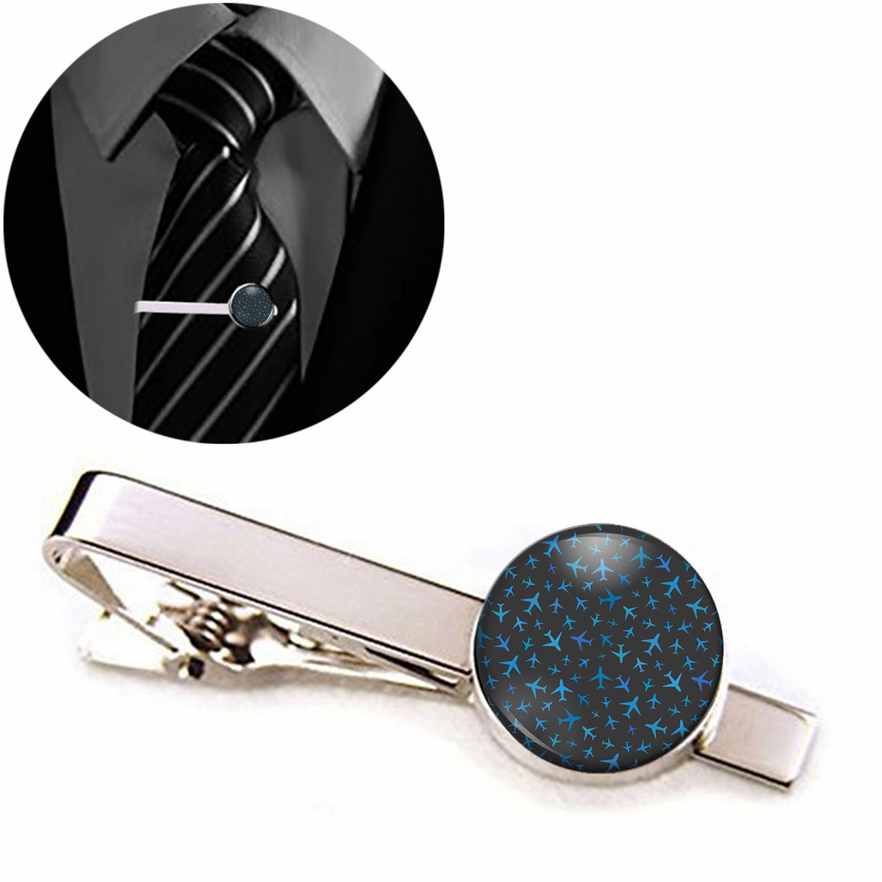 Many Airplanes Gray Designed Tie Clips