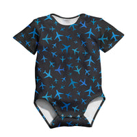 Thumbnail for Many Airplanes Gray Designed 3D Baby Bodysuits
