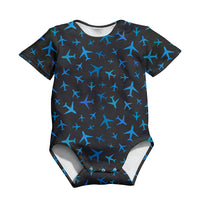 Thumbnail for Many Airplanes Gray Designed 3D Baby Bodysuits