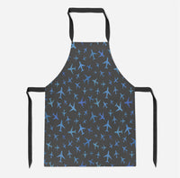 Thumbnail for Many Airplanes Gray Designed Kitchen Aprons