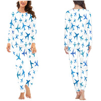 Thumbnail for Many Airplanes White Designed Women Pijamas