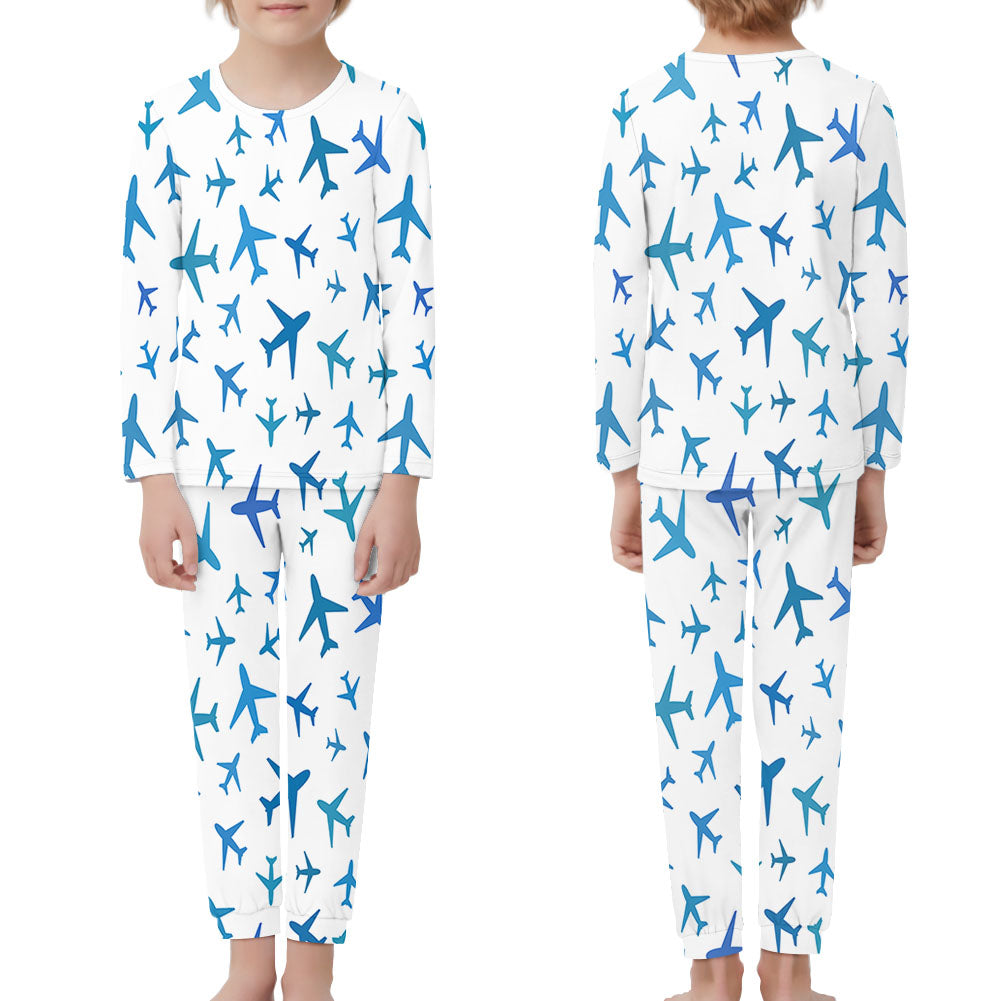 Many Airplanes White Designed "Children" Pijamas