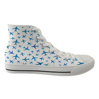 Thumbnail for Many Airplanes White Designed Long Canvas Shoes (Men)