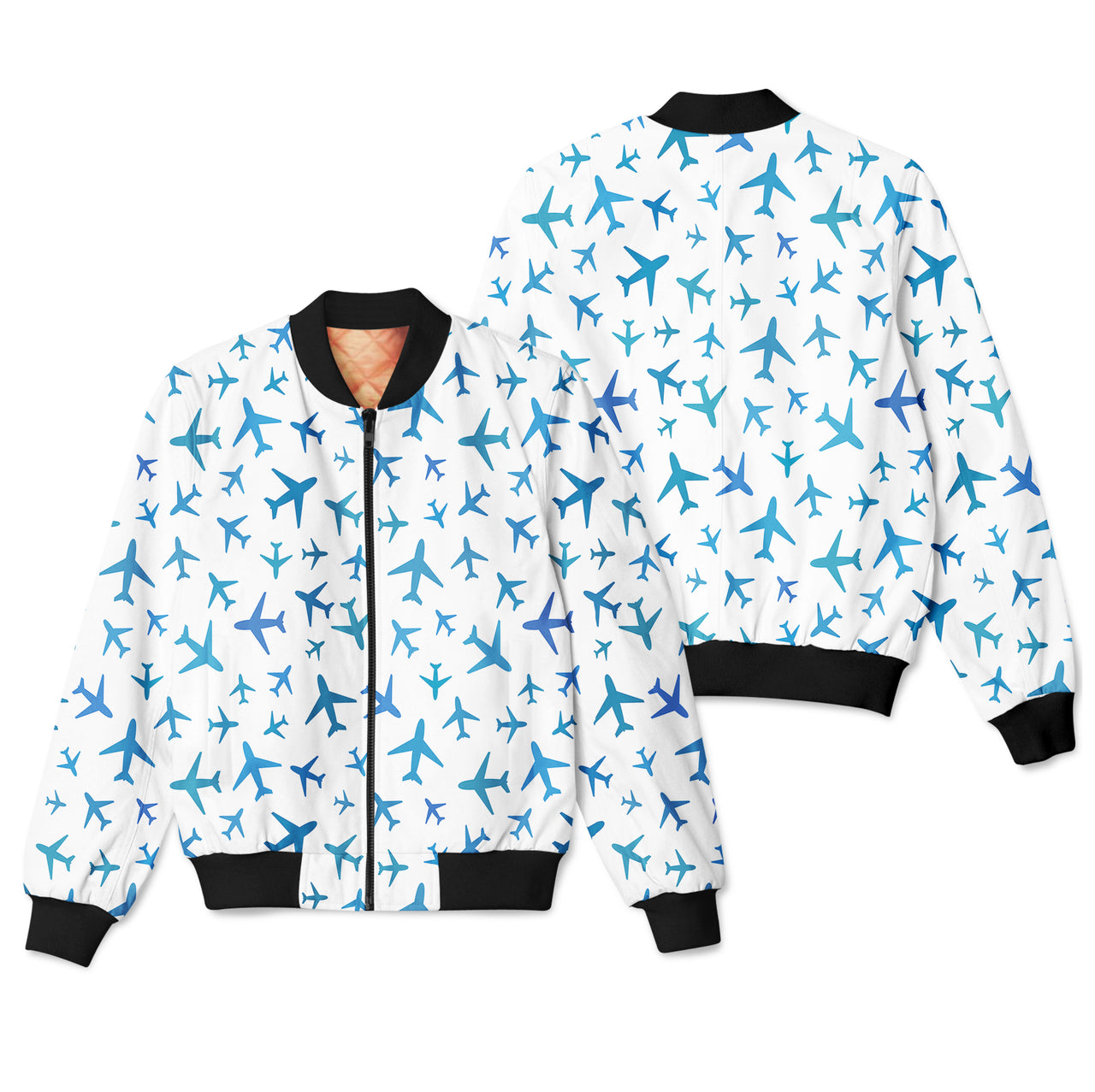 Many Airplanes White Designed 3D Pilot Bomber Jackets