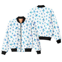 Thumbnail for Many Airplanes White Designed 3D Pilot Bomber Jackets