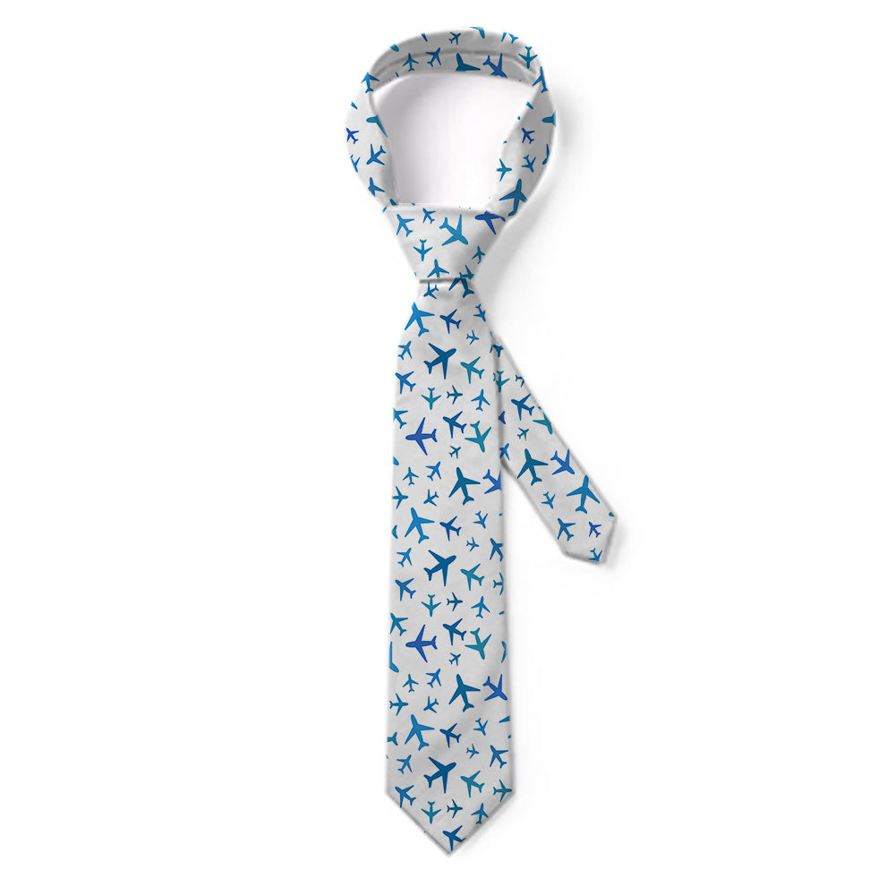 Many Airplanes White Designed Ties