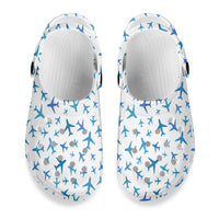 Thumbnail for Many Airplanes White Designed Hole Shoes & Slippers (WOMEN)
