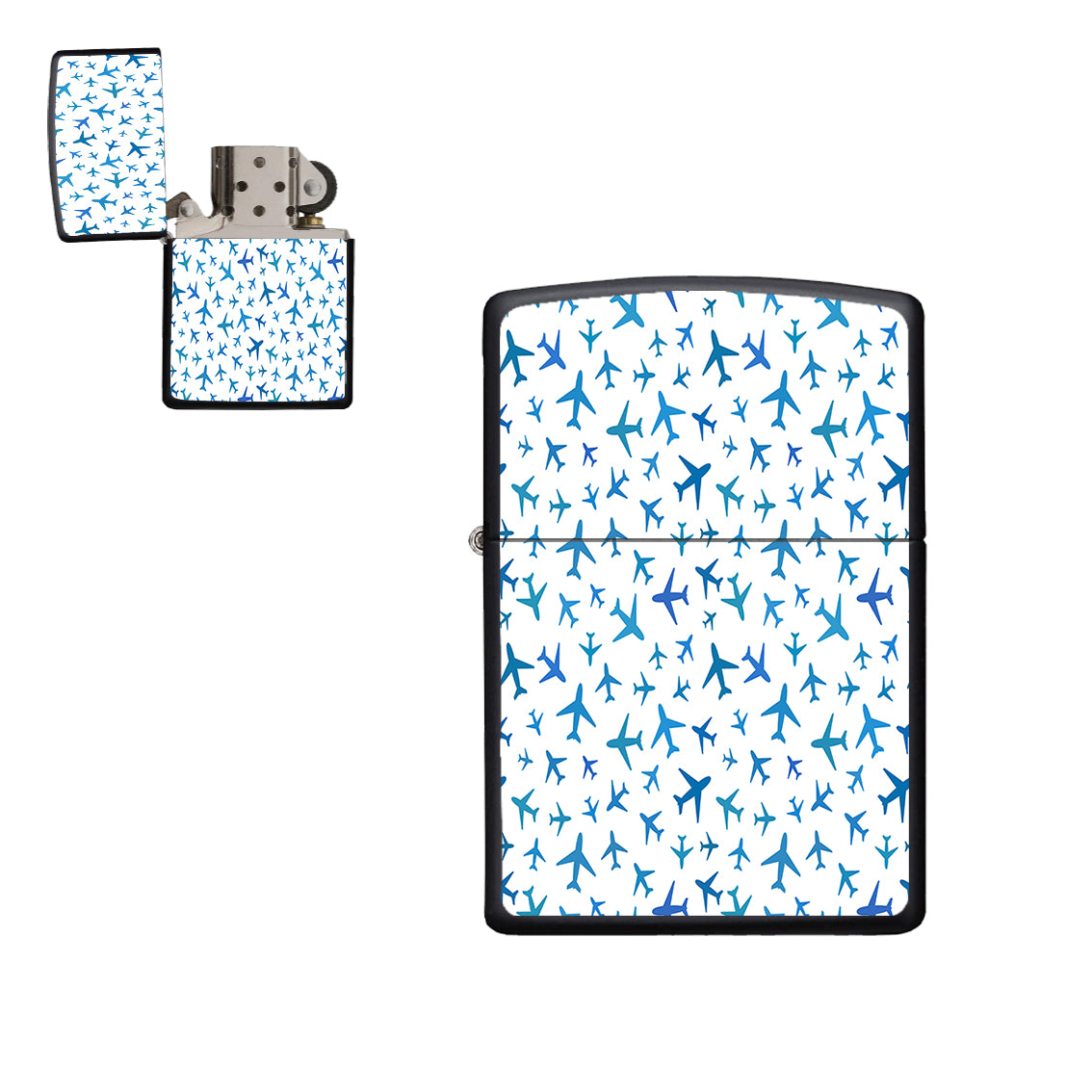 Many Airplanes White Designed Metal Lighters