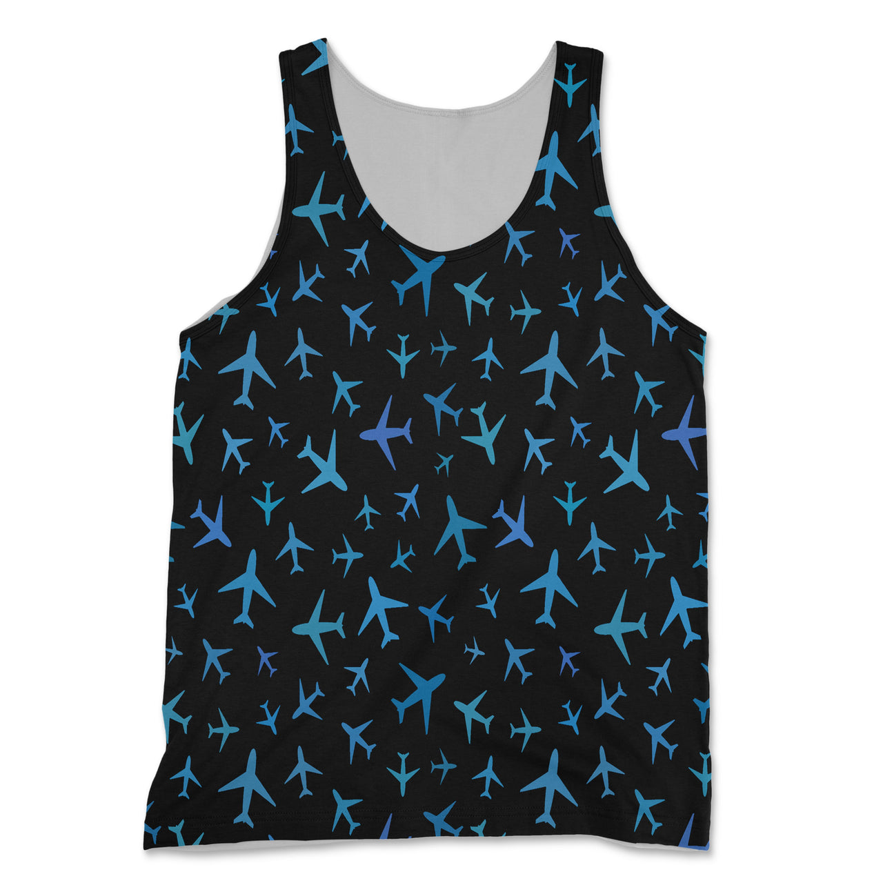 Many Airplanes (Black) Designed 3D Tank Tops