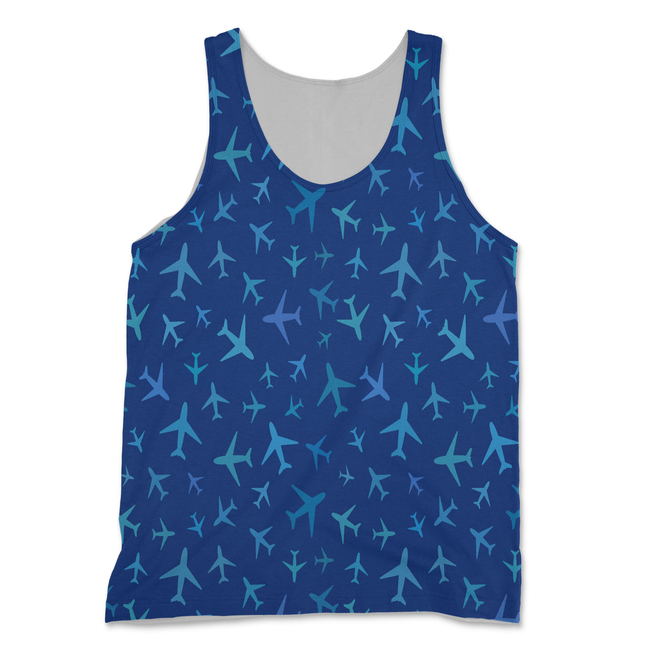 Many Airplanes (Blue) Designed 3D Tank Tops