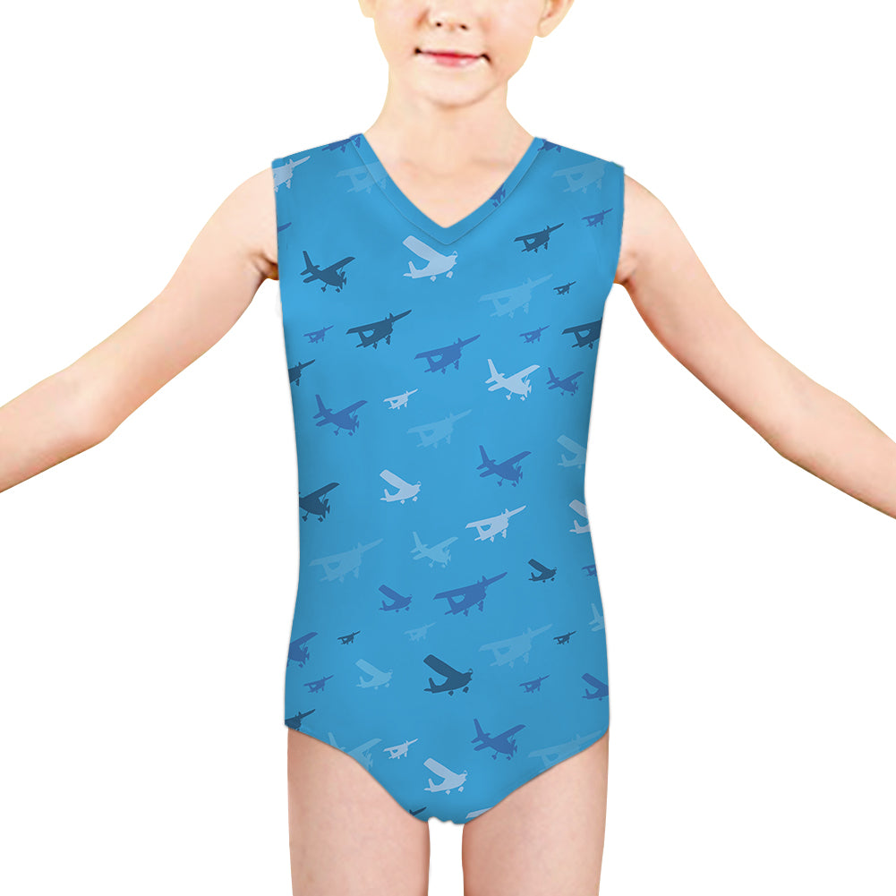 Many Propellers Designed Kids Swimsuit