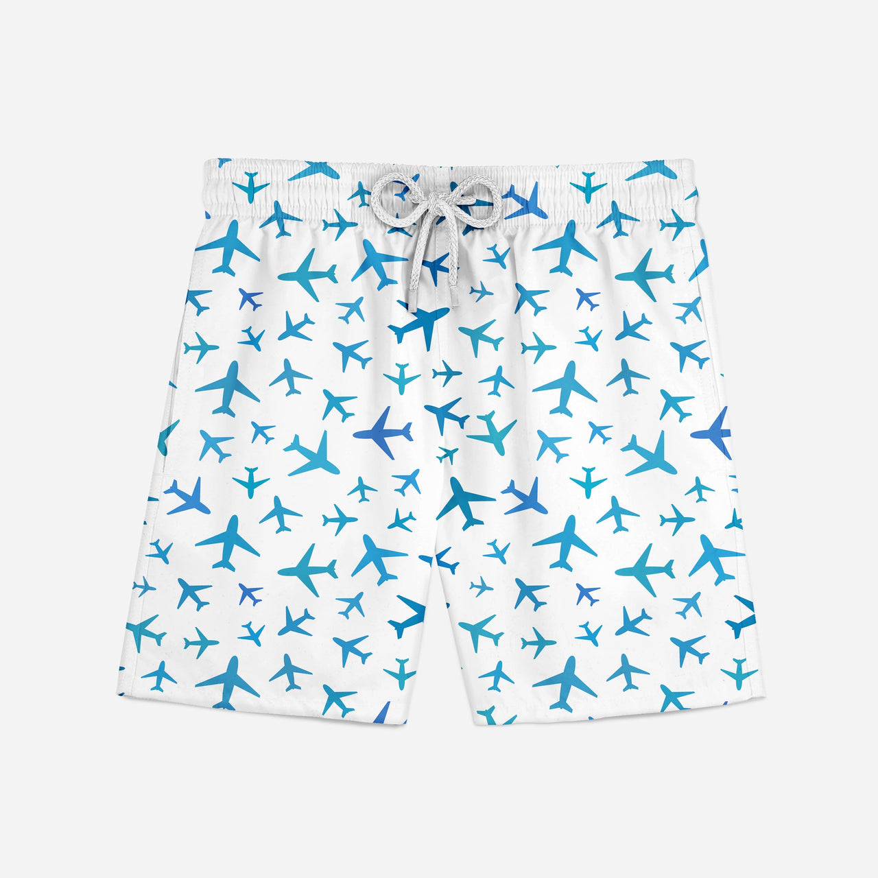 Many Airplanes (White) Designed Swim Trunks & Shorts